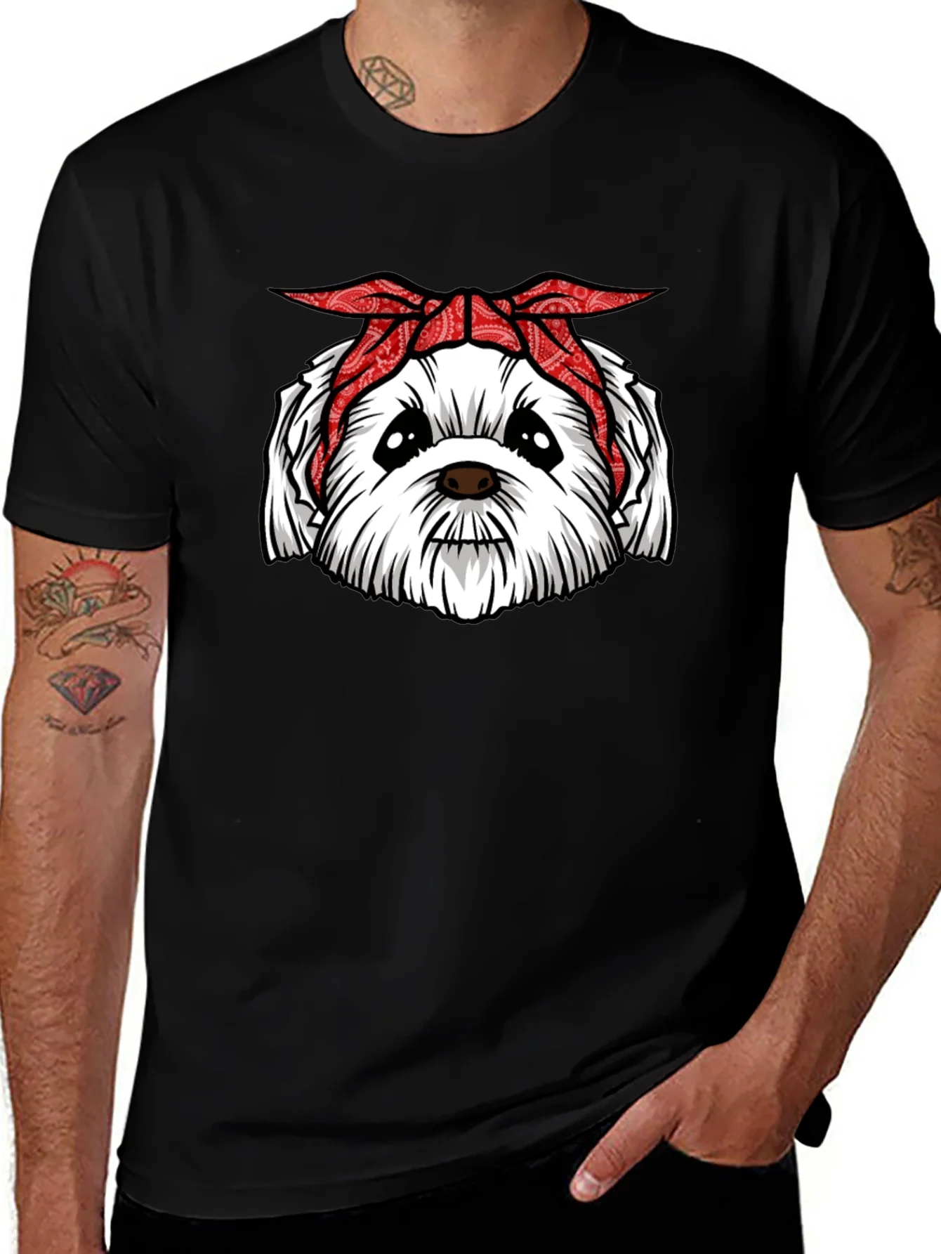 Bandana Dog Graphic T-Shirt - Cool Canine Tee