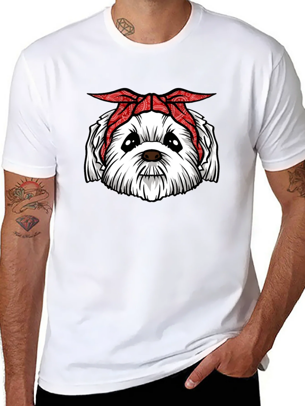 Bandana Dog Graphic T-Shirt - Cool Canine Tee