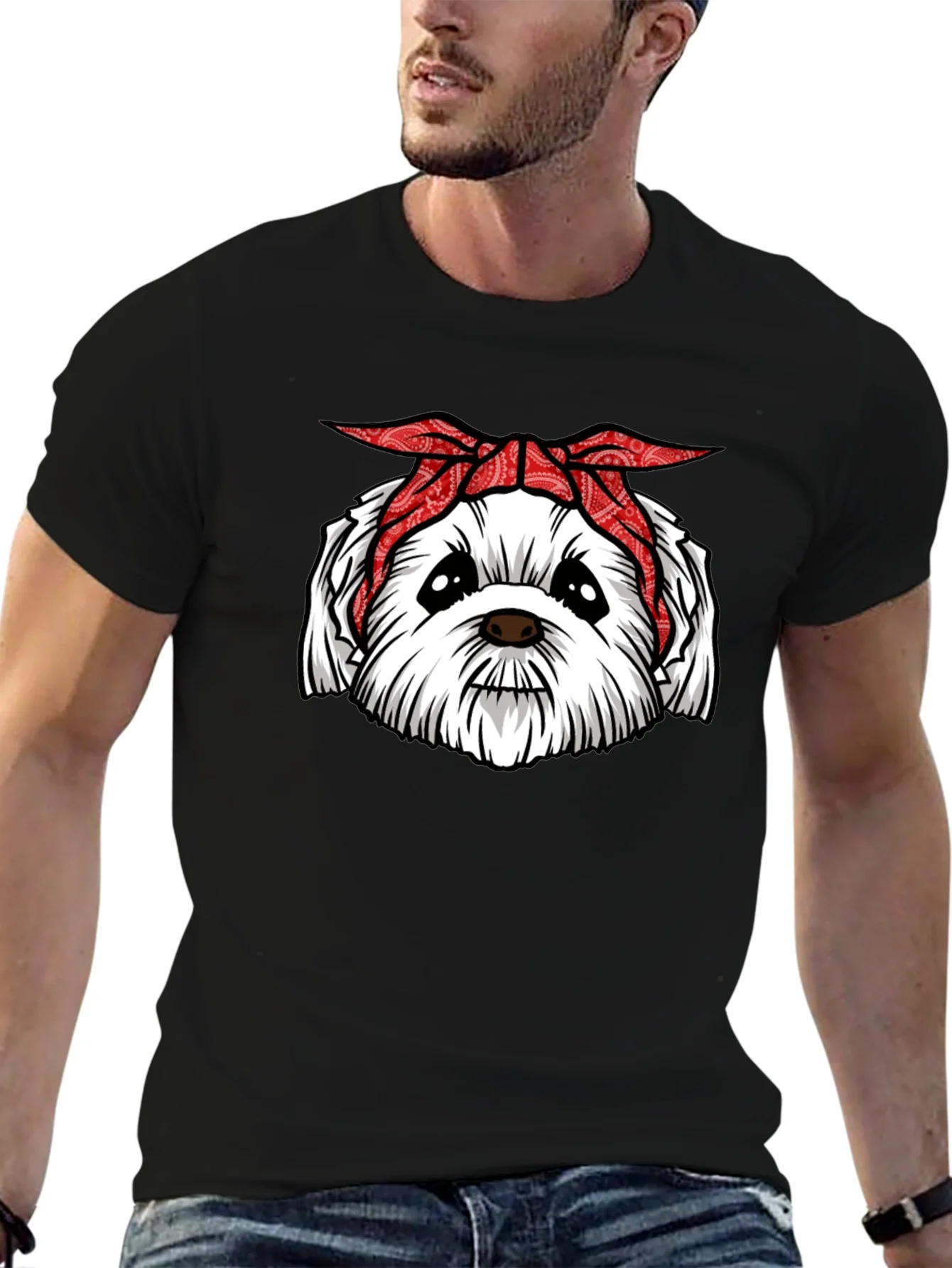 Bandana Dog Graphic T-Shirt - Cool Canine Tee