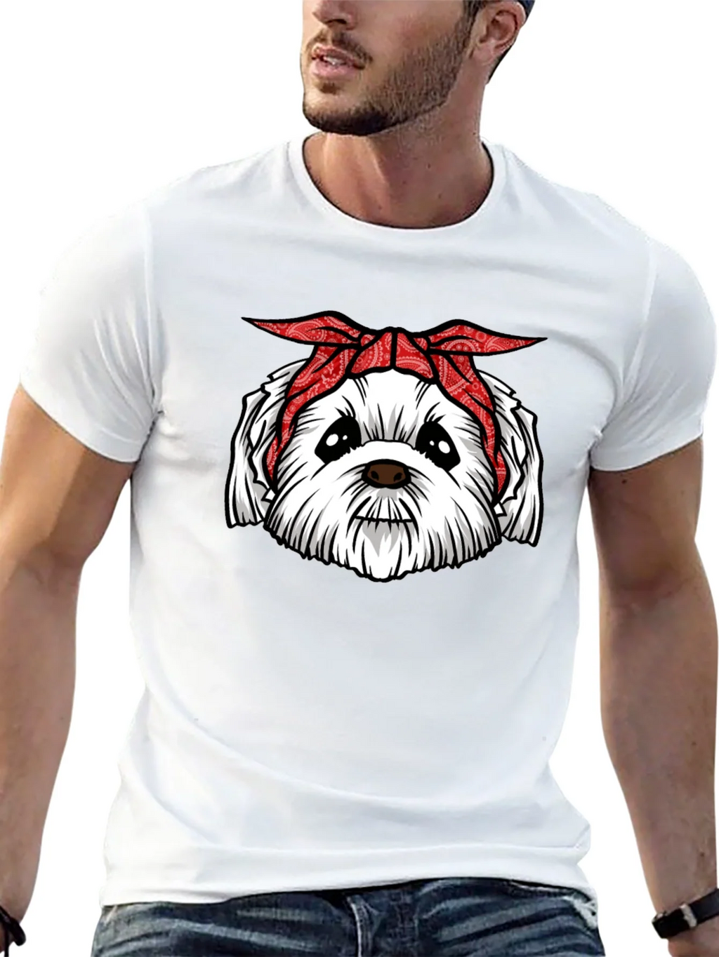 Bandana Dog Graphic T-Shirt - Cool Canine Tee