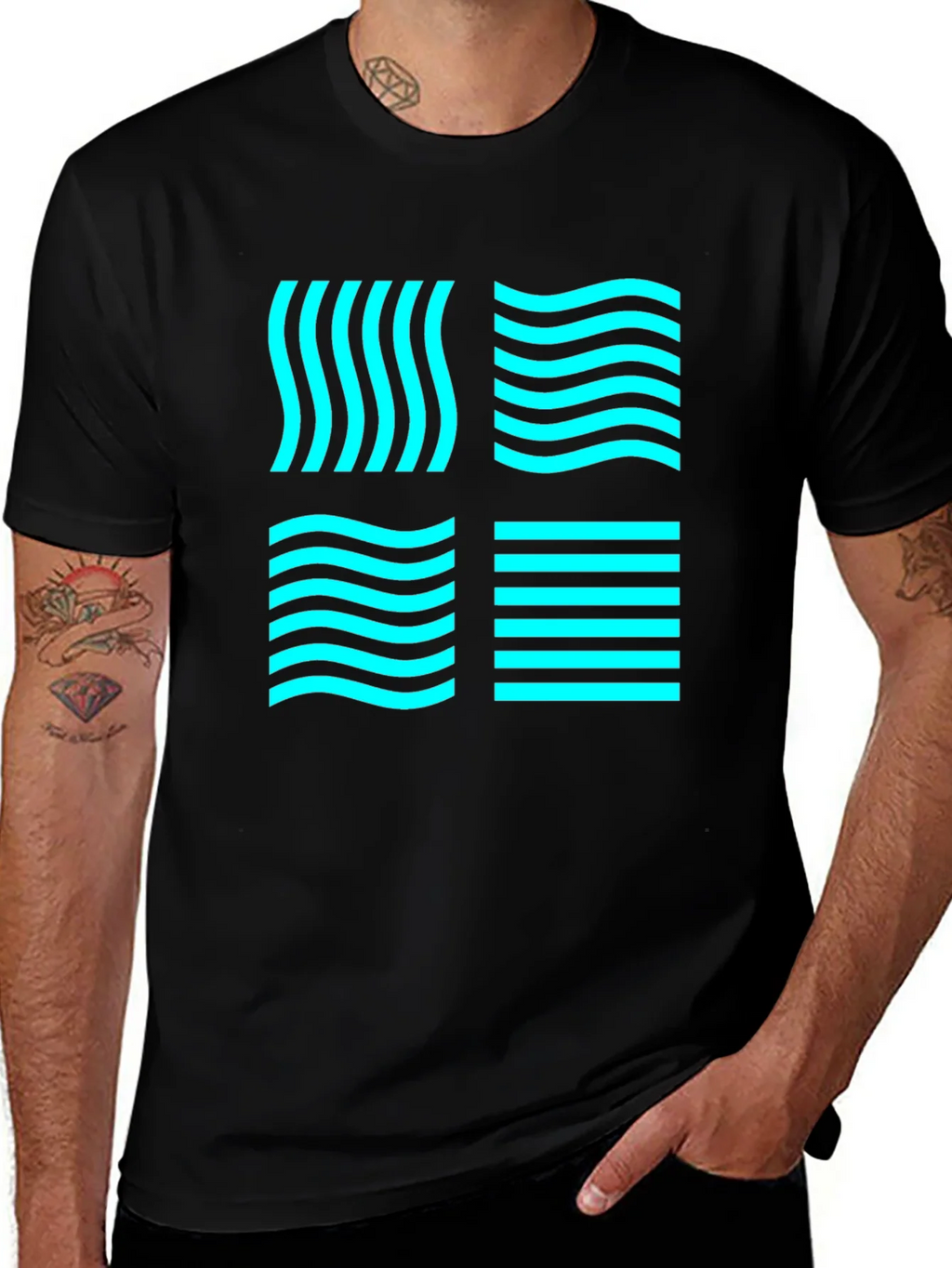 Aqua Grid Tee - Element Graphic Black T-Shirt