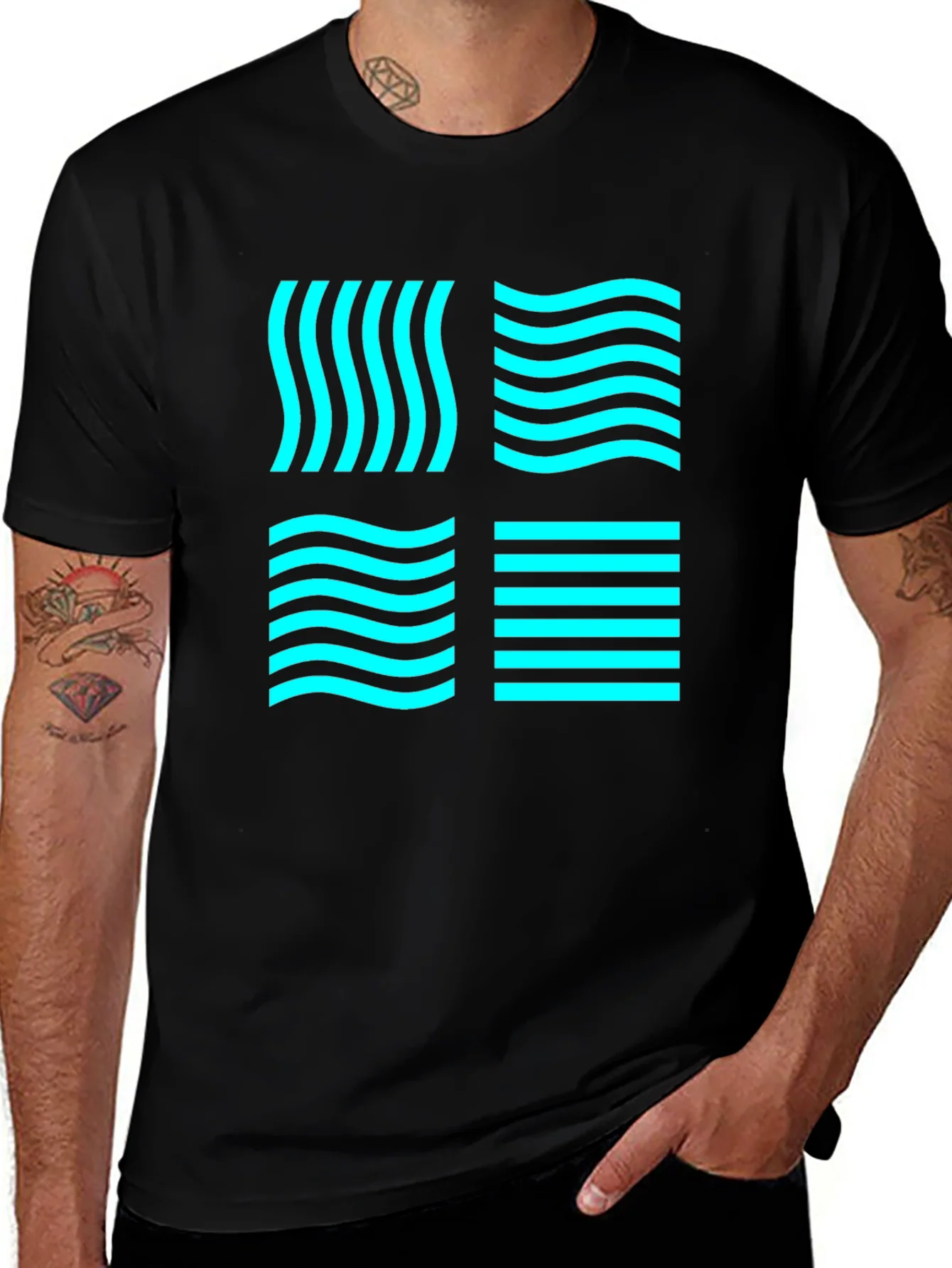 Aqua Grid Tee - Element Graphic Black T-Shirt