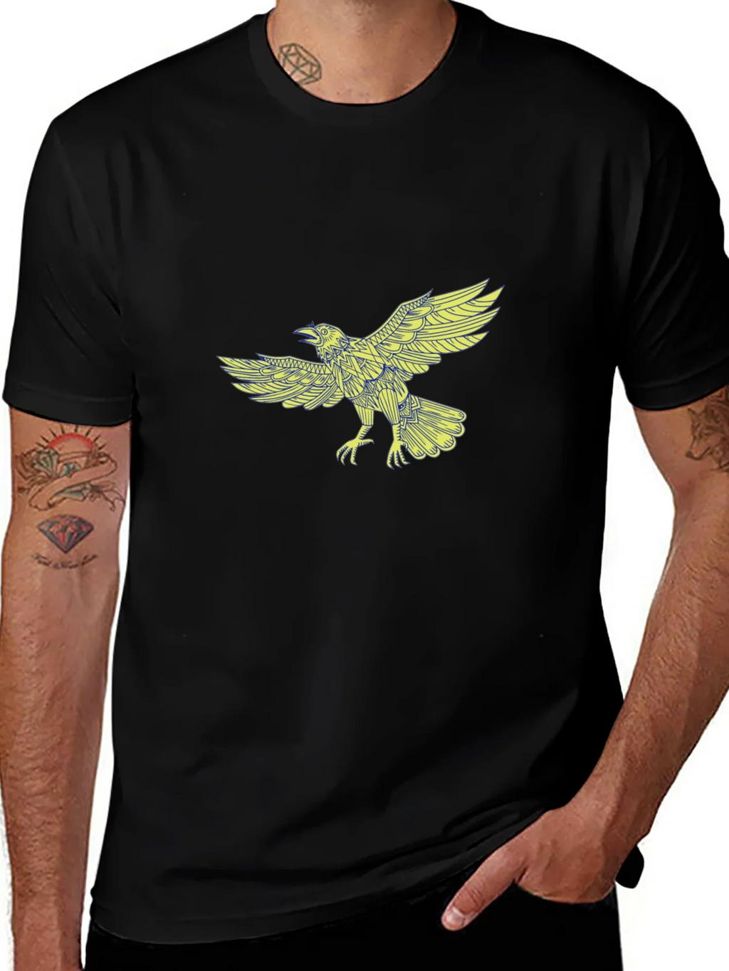 Raven Graphic Print Black T-Shirt