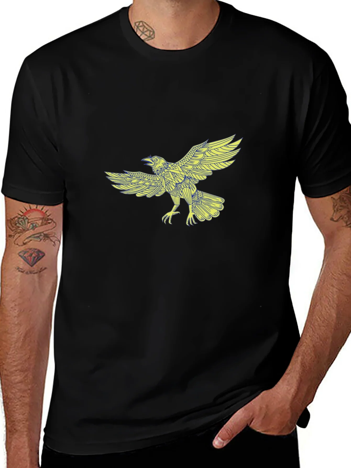 Raven Graphic Print Black T-Shirt