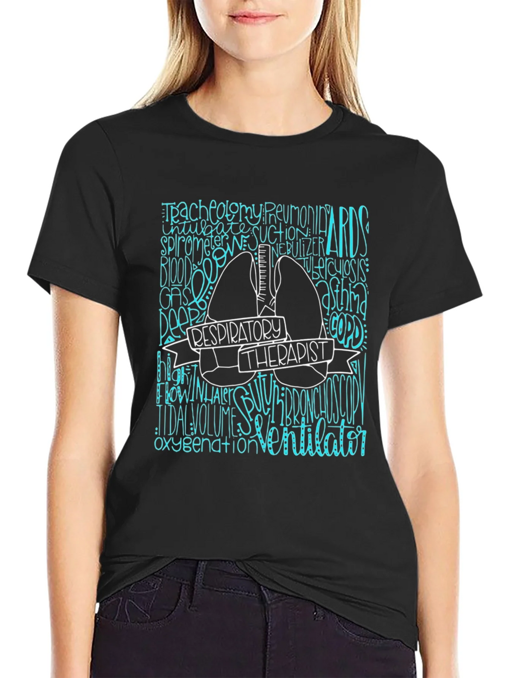 Respiratory Therapist Tee - Lung Word Art