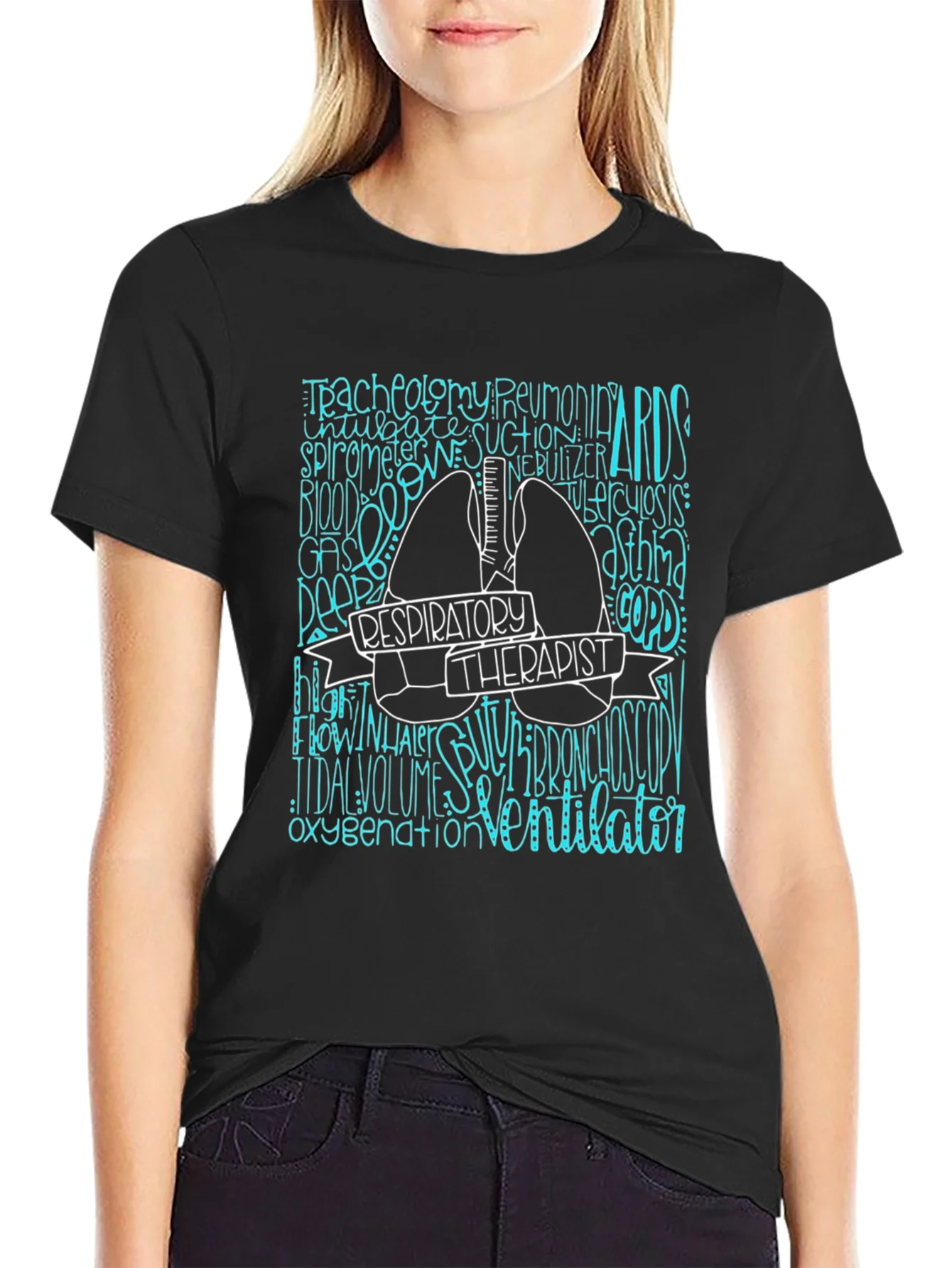 Respiratory Therapist Tee - Lung Word Art