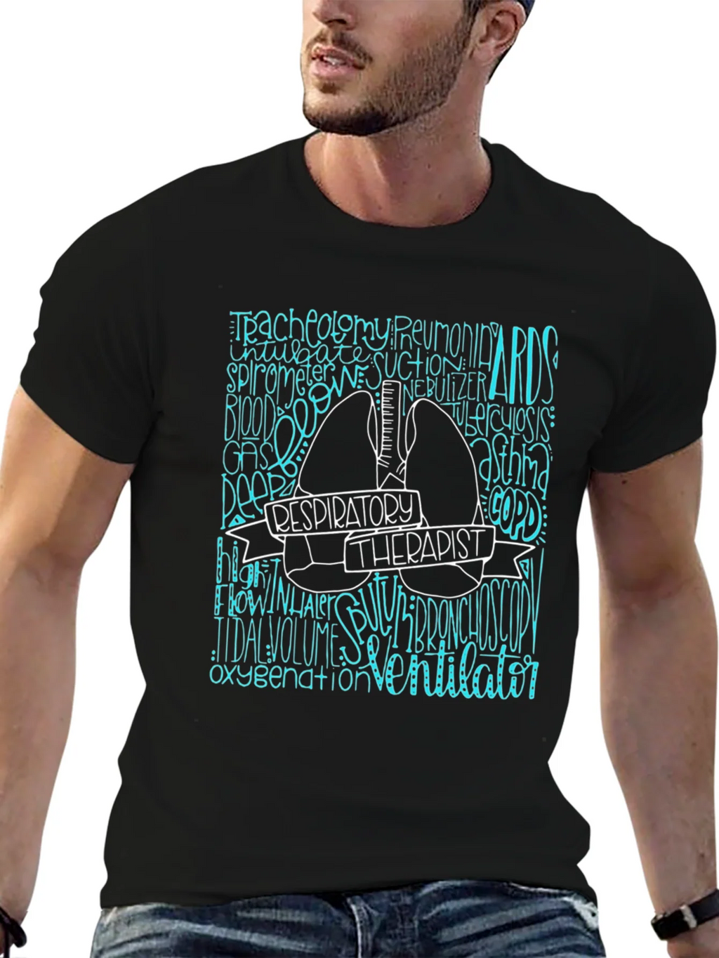 Respiratory Therapist Tee - Lung Word Art