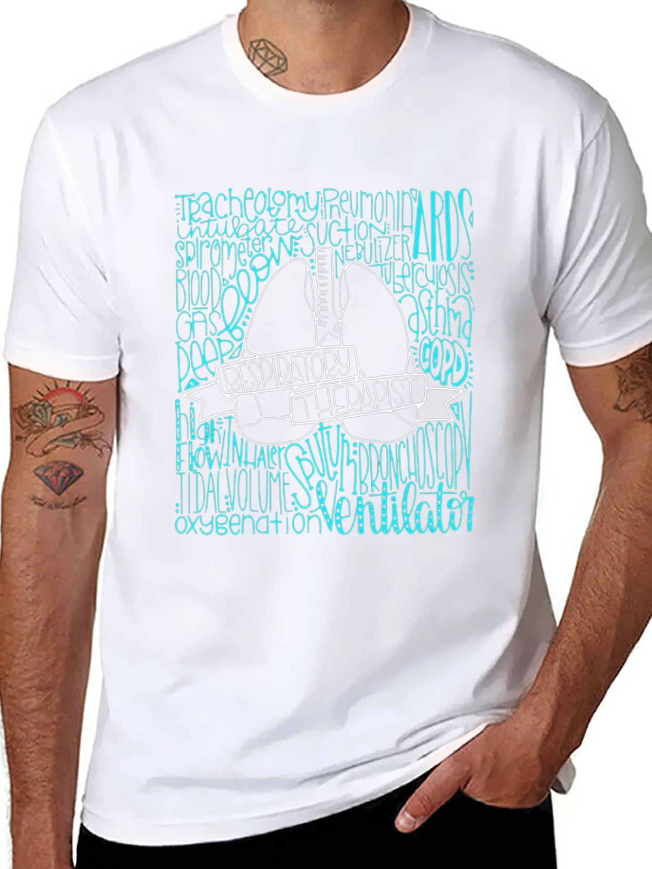 Respiratory Therapist Tee - Lung Word Art