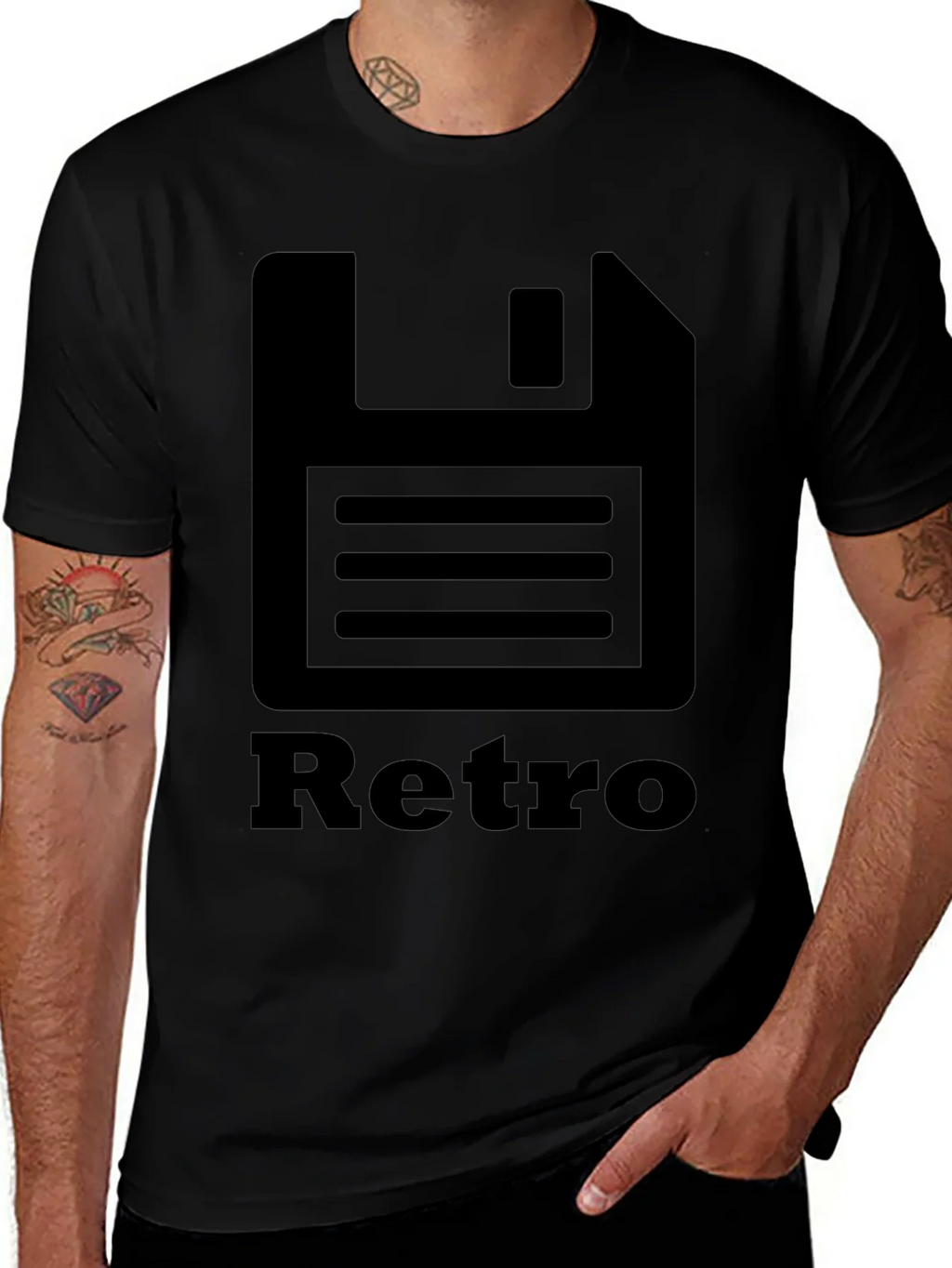 Retro Floppy Disk Black T-Shirt