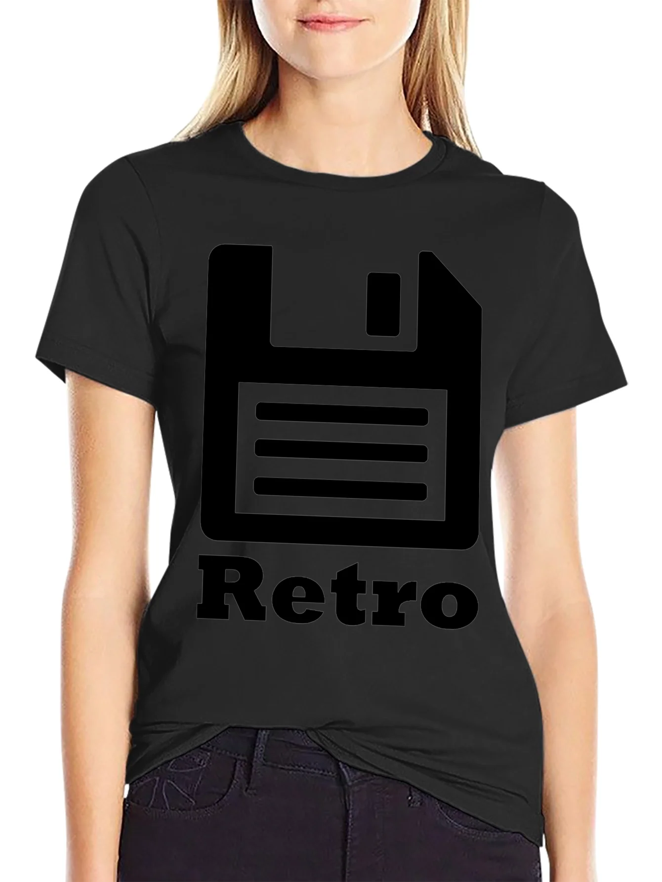 Retro Floppy Disk Black T-Shirt