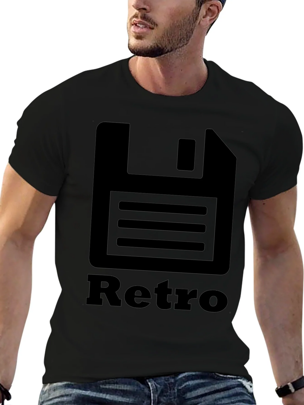 Retro Floppy Disk Black T-Shirt