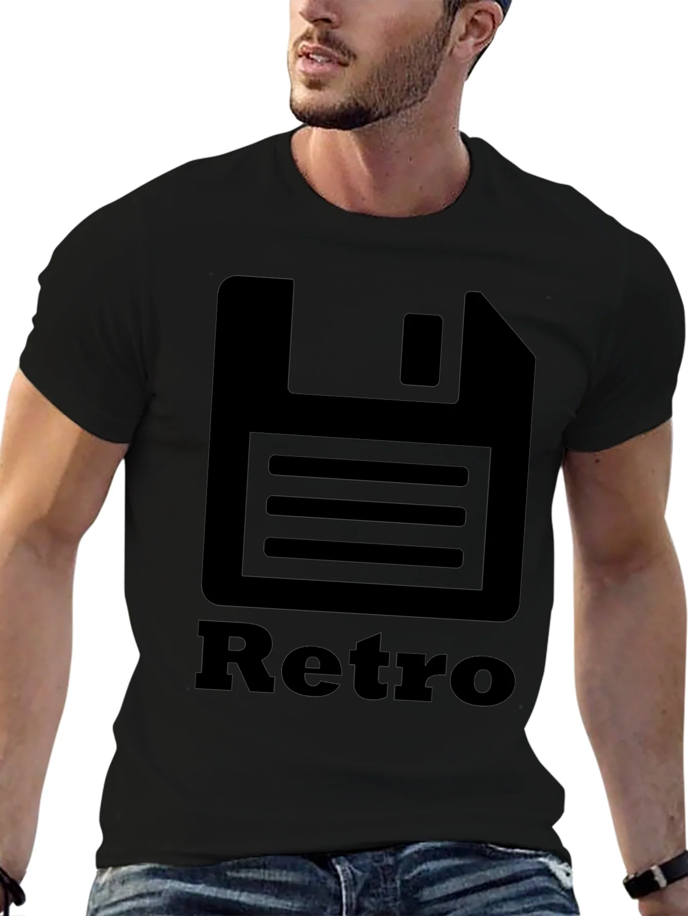 Retro Floppy Disk Black T-Shirt