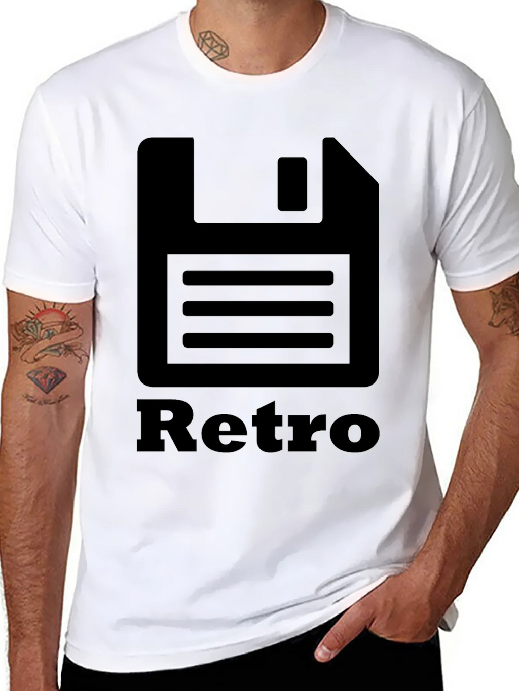 Retro Floppy Disk Black T-Shirt