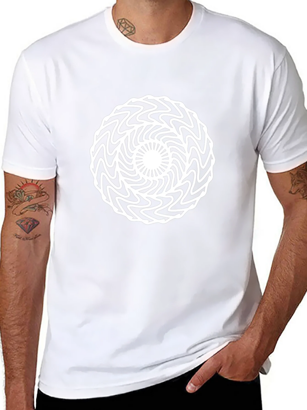 Abstract Optical Illusion Graphic Tee - Black