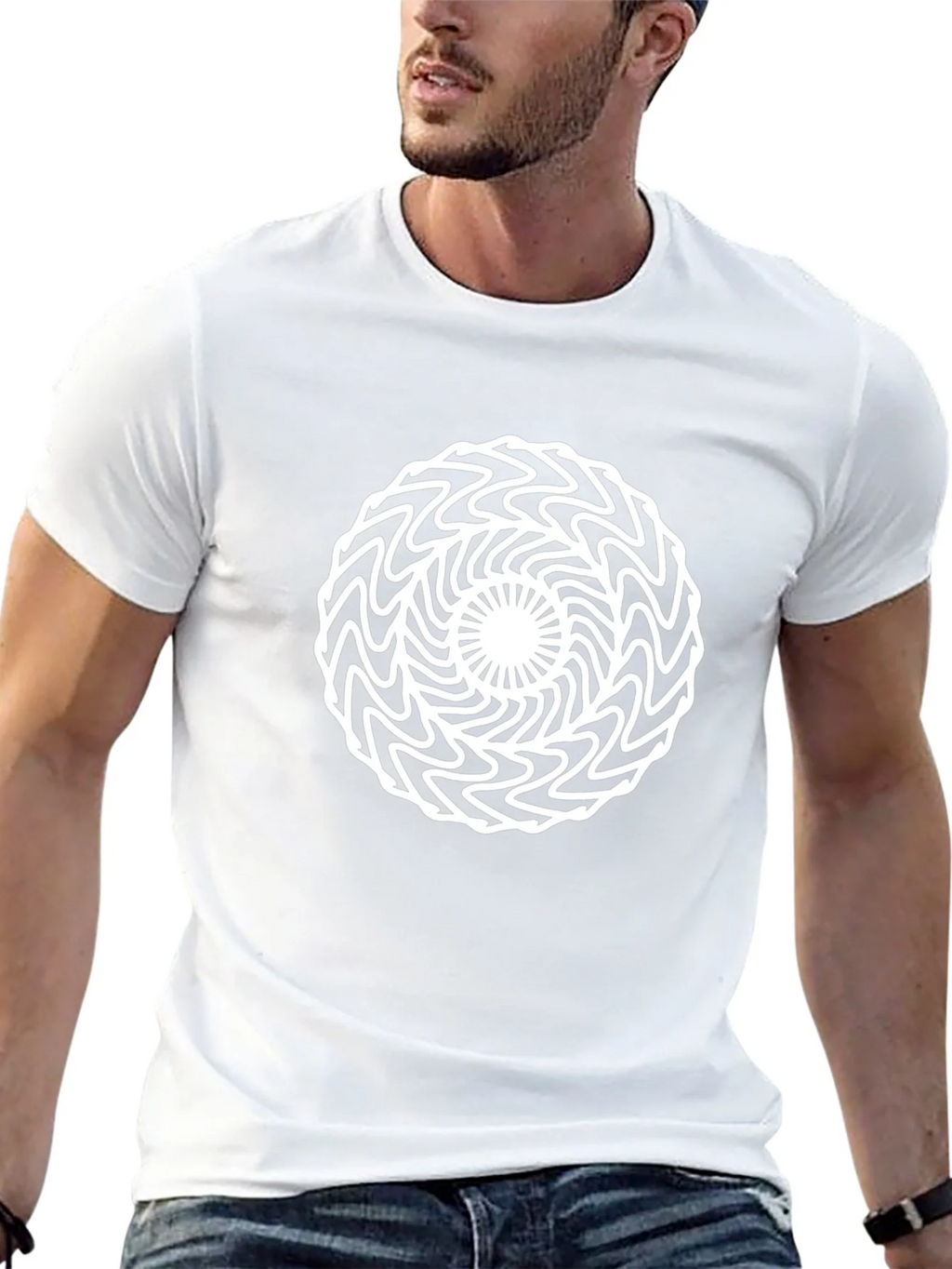 Abstract Optical Illusion Graphic Tee - Black