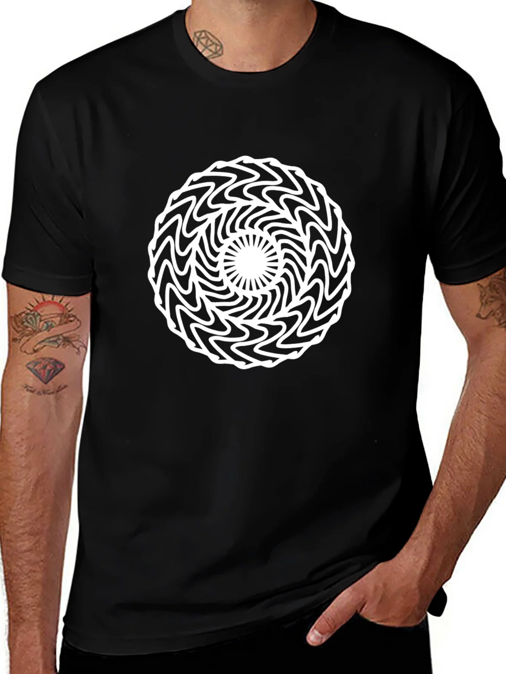Abstract Optical Illusion Graphic Tee - Black
