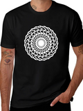 Abstract Optical Illusion Graphic Tee - Black