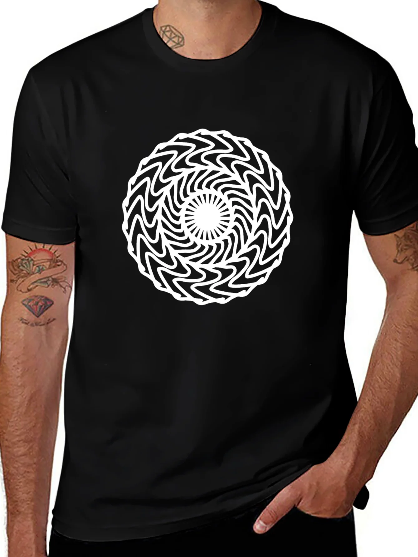 Abstract Optical Illusion Graphic Tee - Black