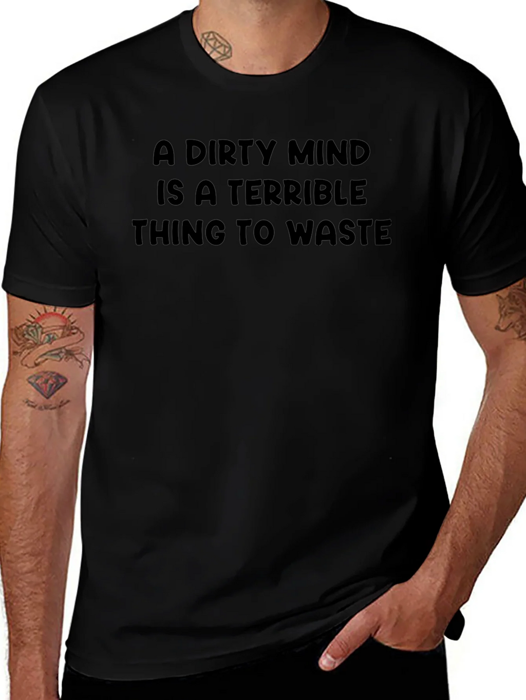 Dirty Mind Mens Black Graphic Tee