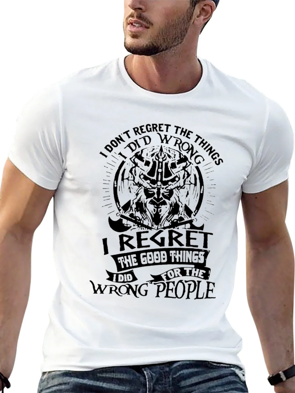 Mens No Regrets Graphic Black T-Shirt