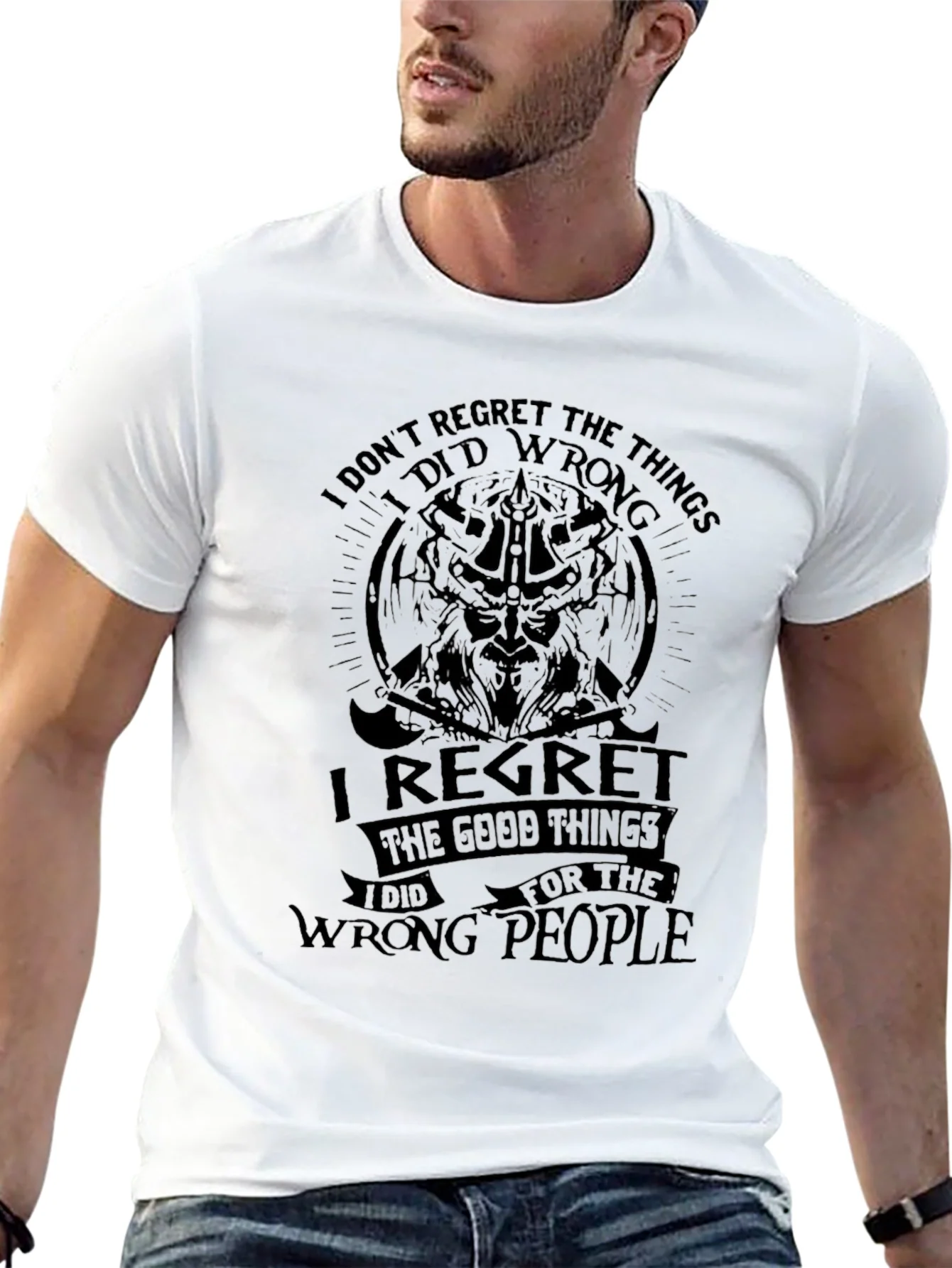 Mens No Regrets Graphic Black T-Shirt