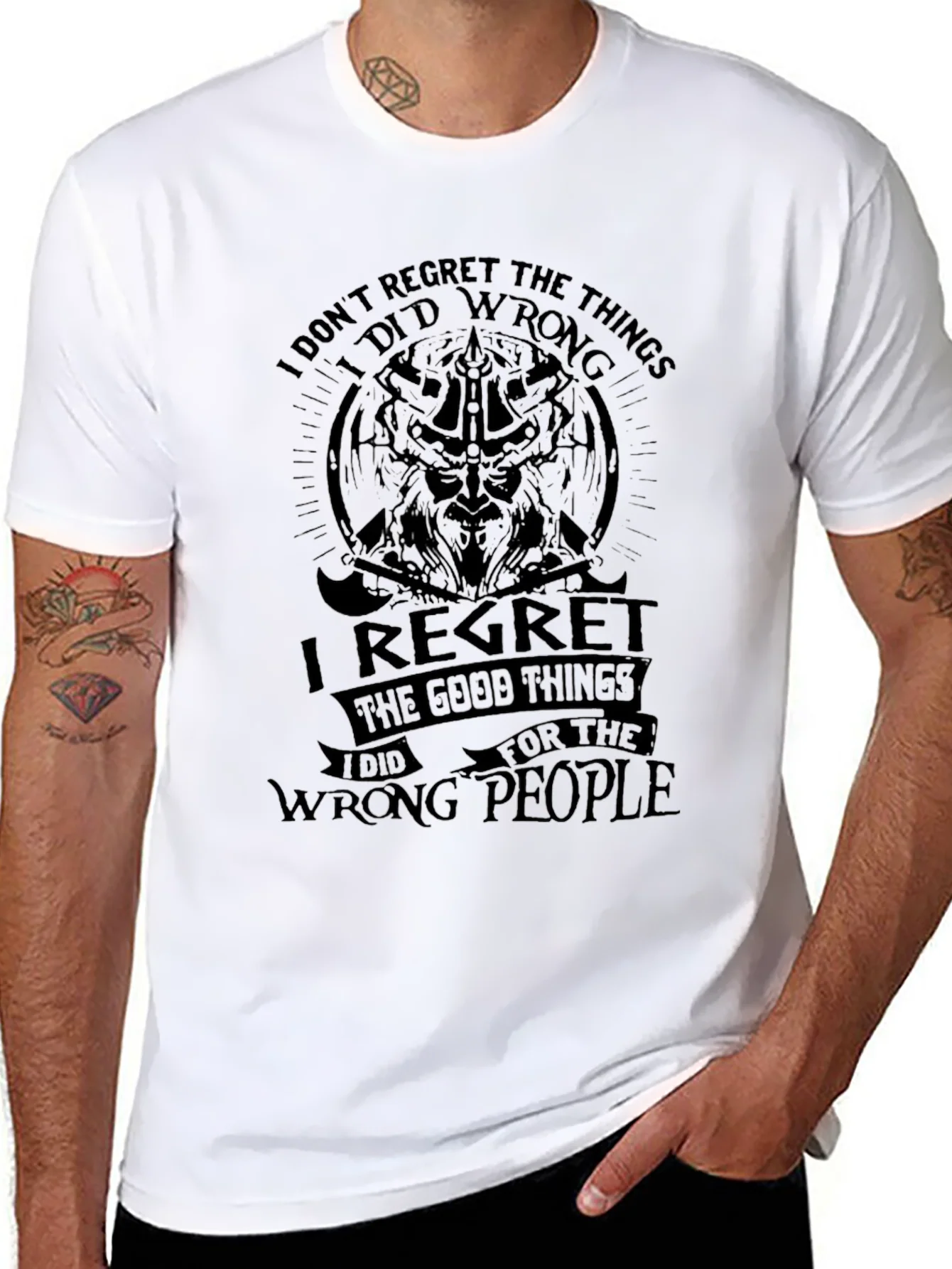Mens No Regrets Graphic Black T-Shirt