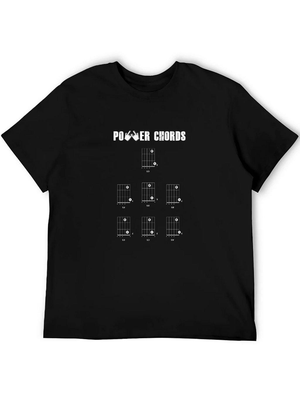 Power Chords Guitarist Black T-Shirt