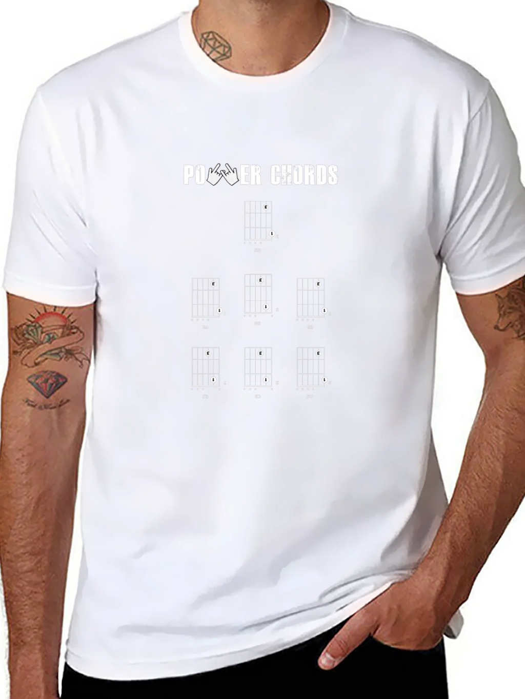Power Chords Guitarist Black T-Shirt