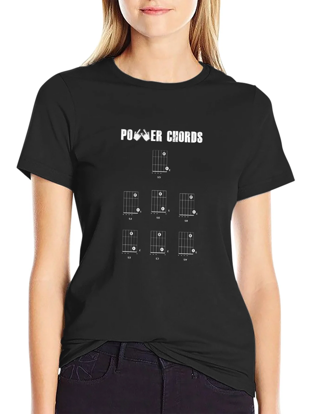 Power Chords Guitarist Black T-Shirt