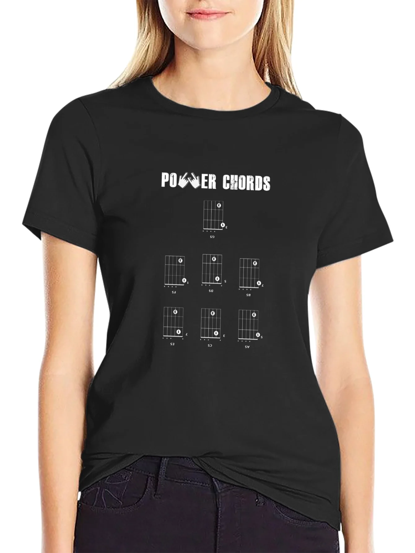 Power Chords Guitarist Black T-Shirt
