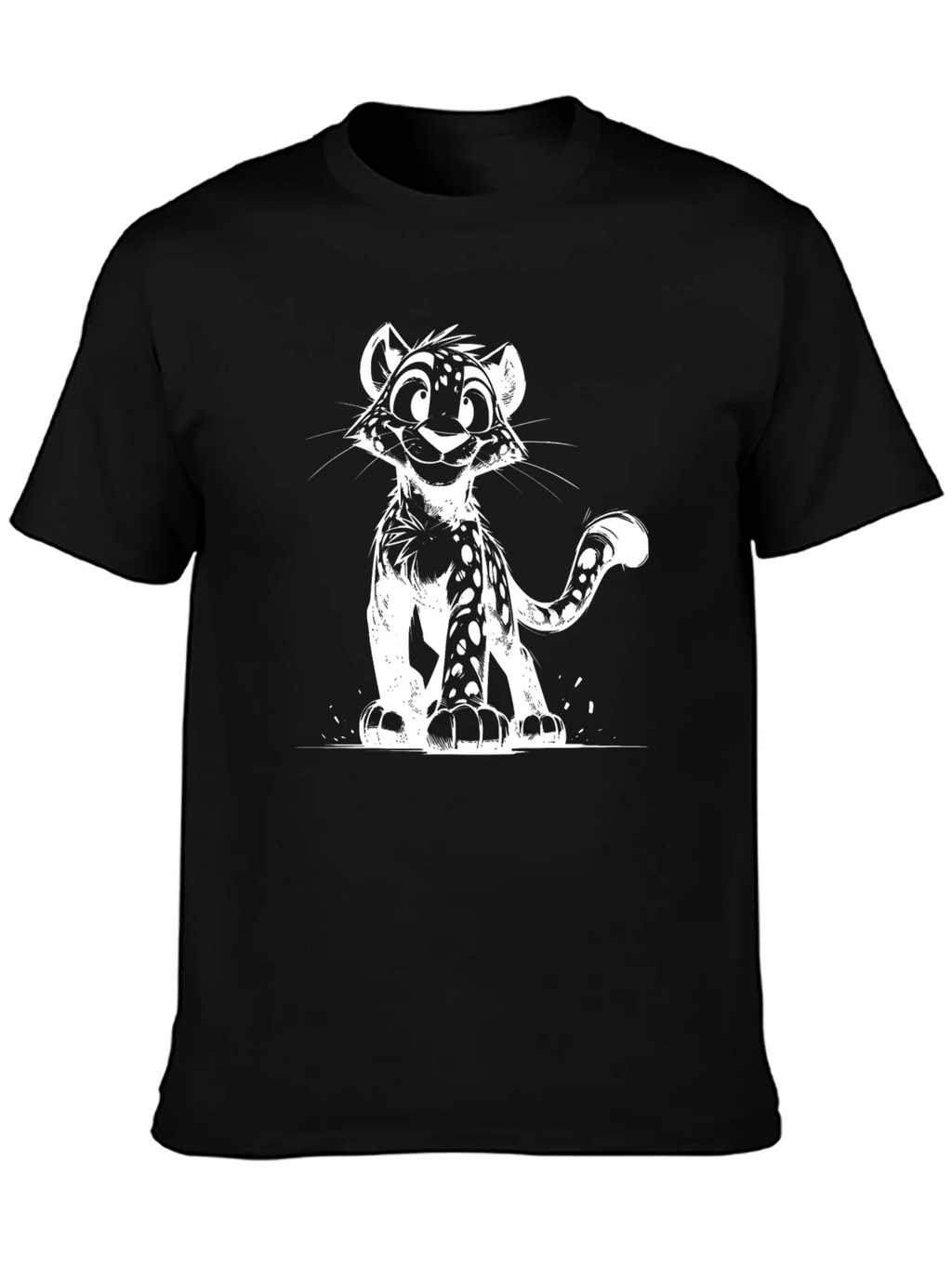 Cool Black T-Shirt with Leopard Cub Graphic