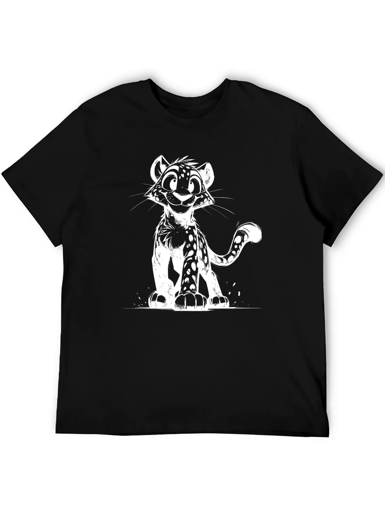 Cool Black T-Shirt with Leopard Cub Graphic