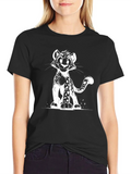 Cool Black T-Shirt with Leopard Cub Graphic