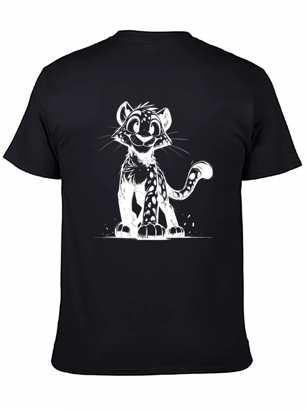 Cool Black T-Shirt with Leopard Cub Graphic