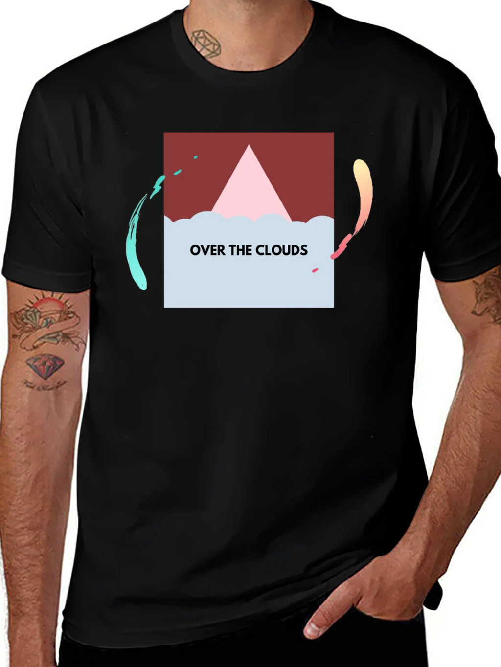 Over the Clouds Graphic Tee - Stylish Black T-Shirt