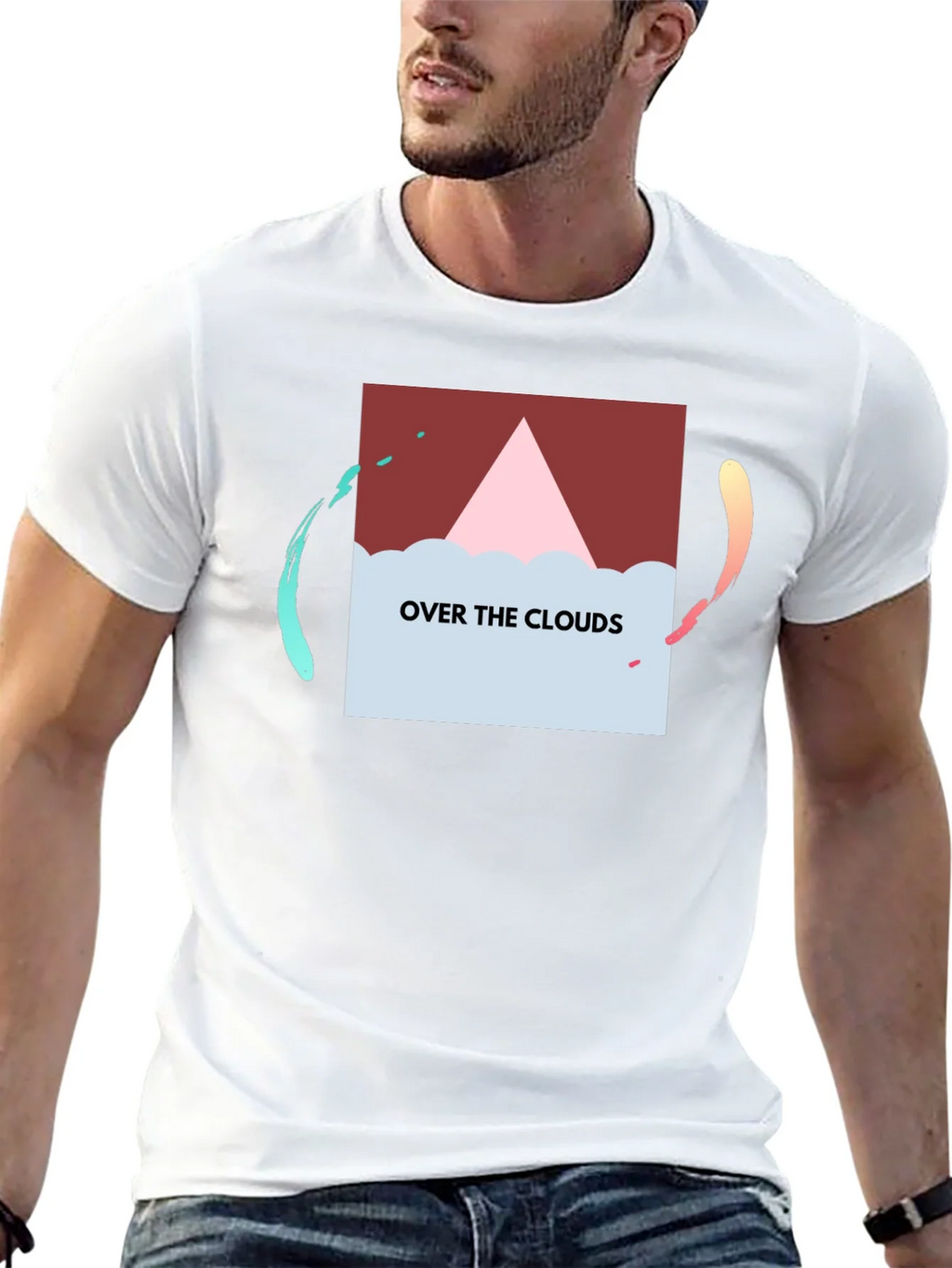 Over the Clouds Graphic Tee - Stylish Black T-Shirt