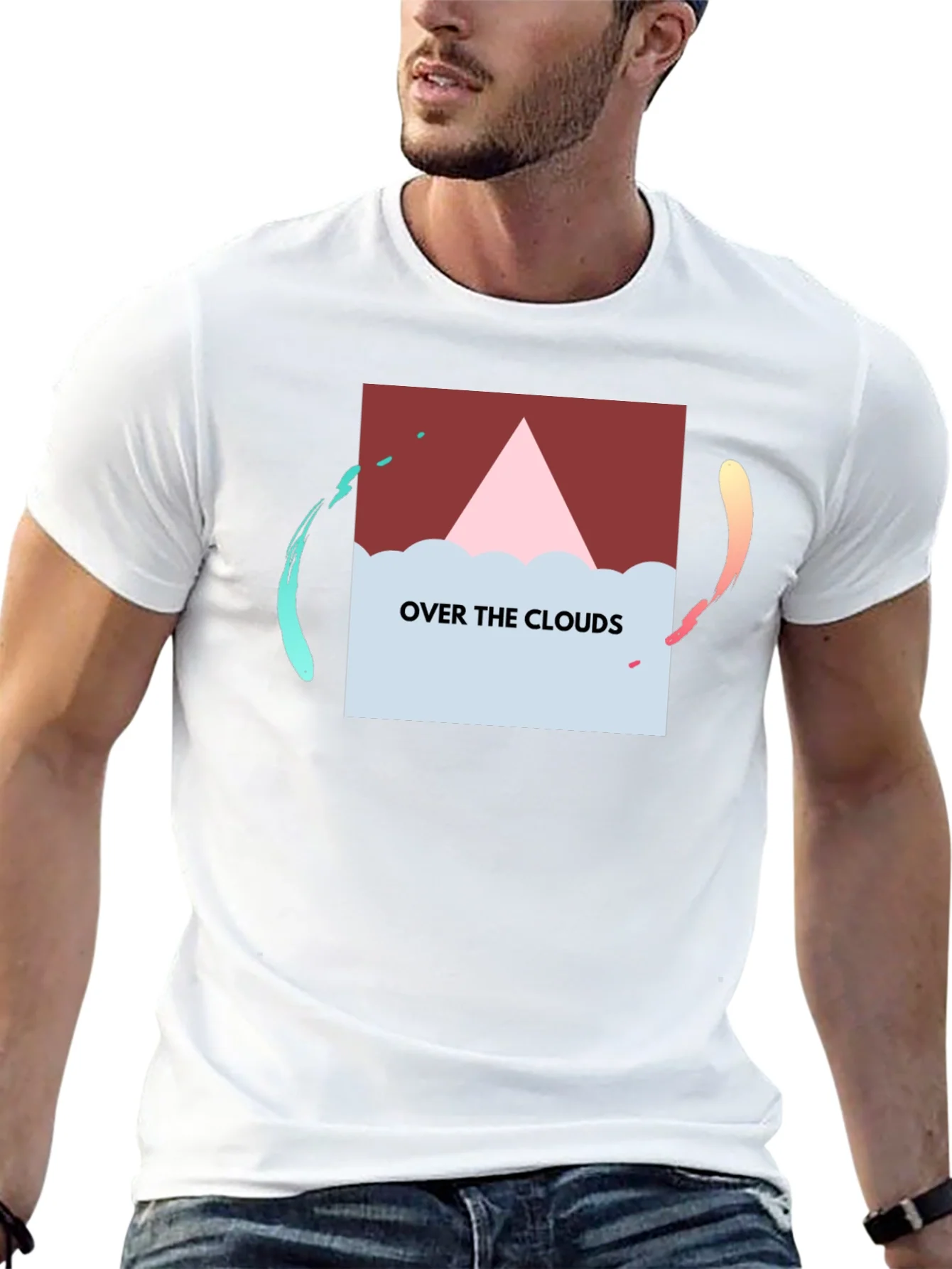 Over the Clouds Graphic Tee - Stylish Black T-Shirt