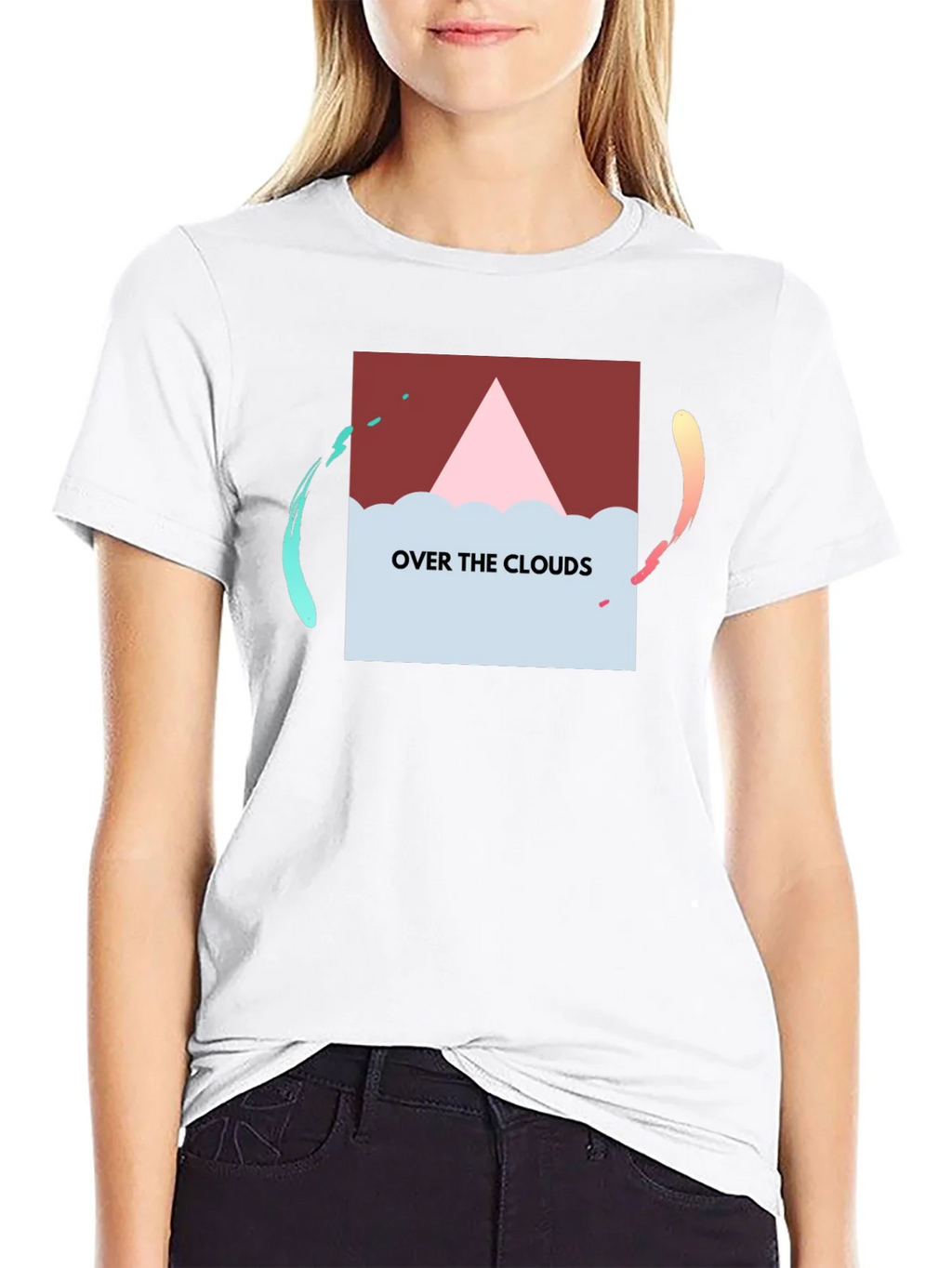 Over the Clouds Graphic Tee - Stylish Black T-Shirt