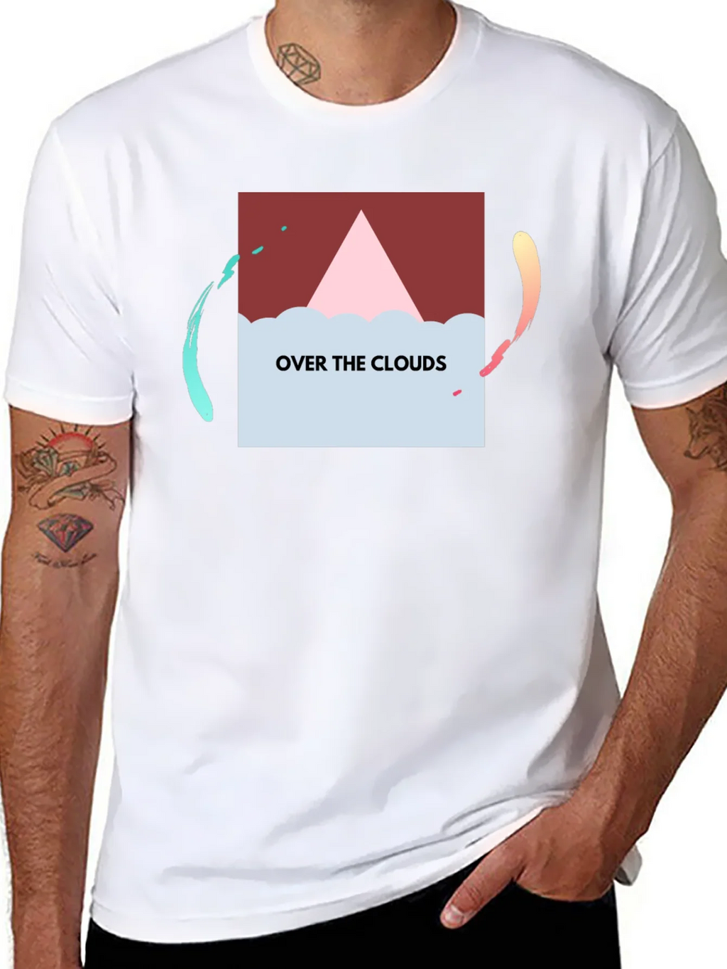 Over the Clouds Graphic Tee - Stylish Black T-Shirt