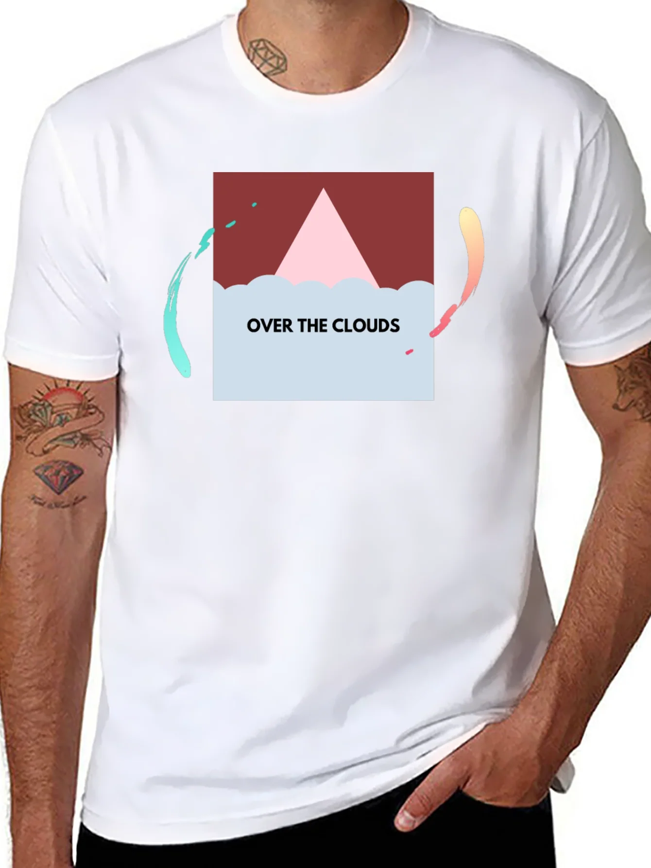 Over the Clouds Graphic Tee - Stylish Black T-Shirt