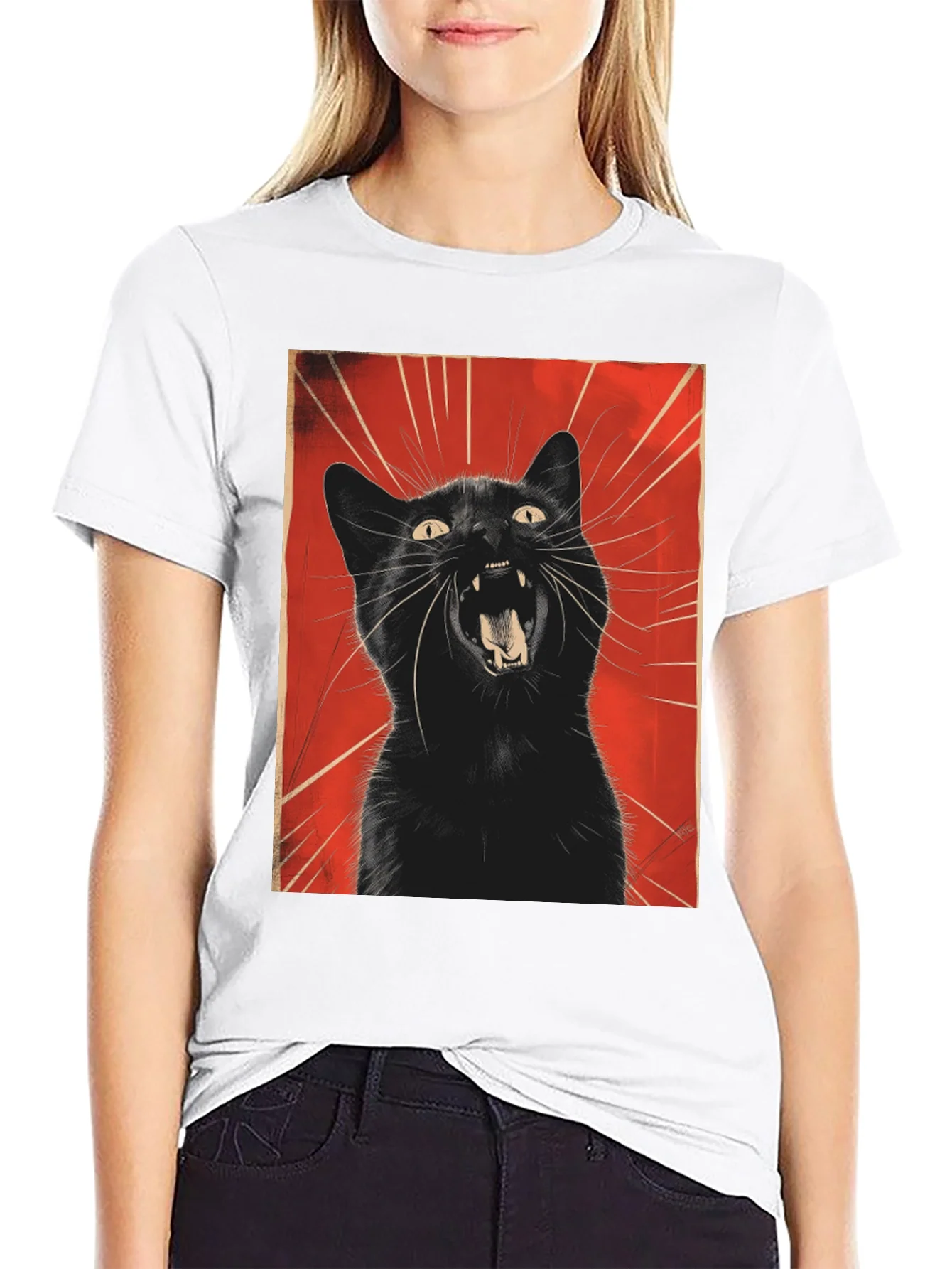 Black Cat Roar Graphic Tee - Unisex