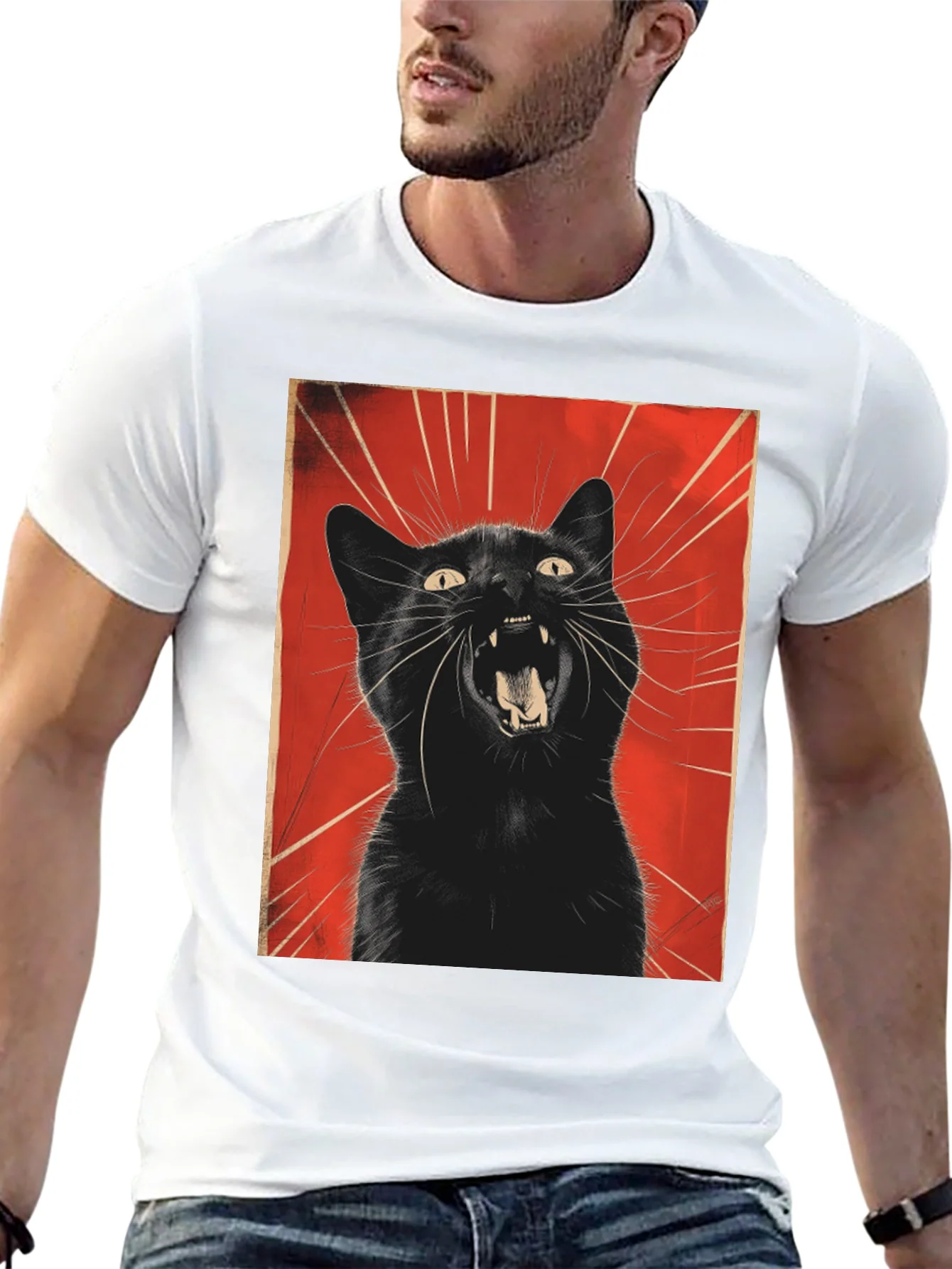 Black Cat Roar Graphic Tee - Unisex