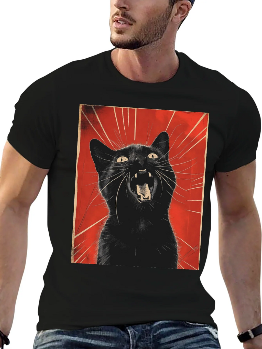 Black Cat Roar Graphic Tee - Unisex
