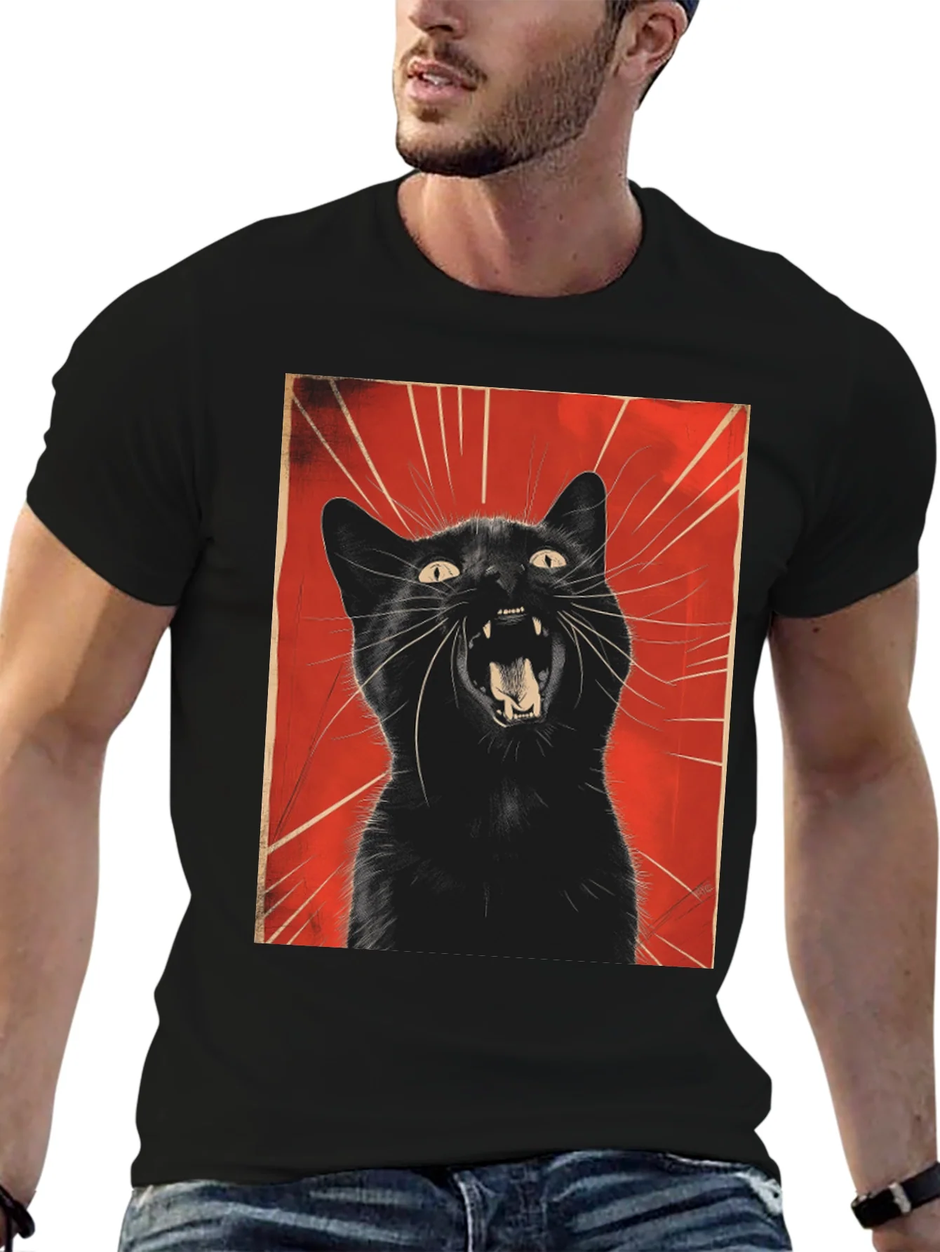 Black Cat Roar Graphic Tee - Unisex