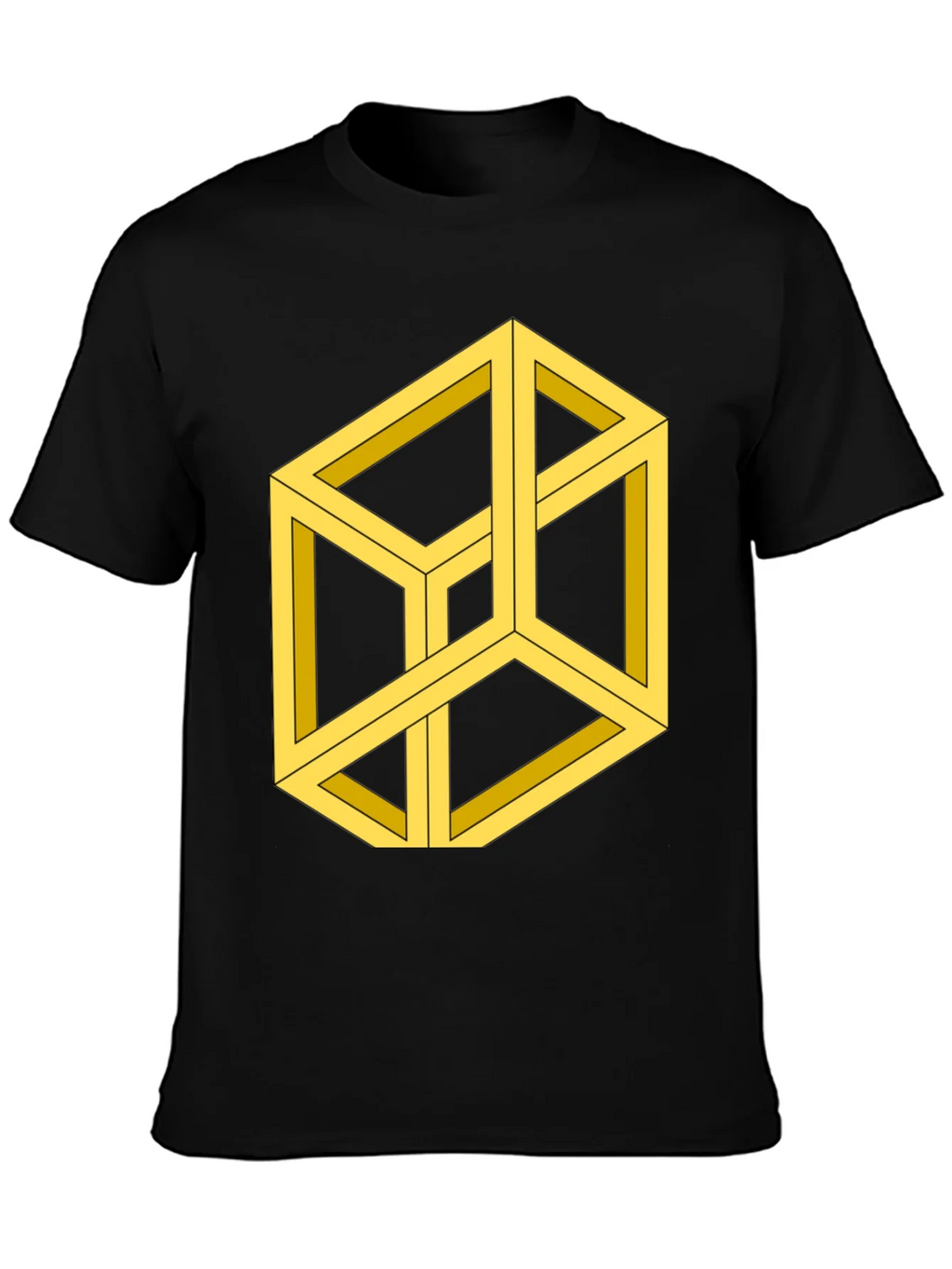 Optical Illusion Cube Graphic Tee - Black