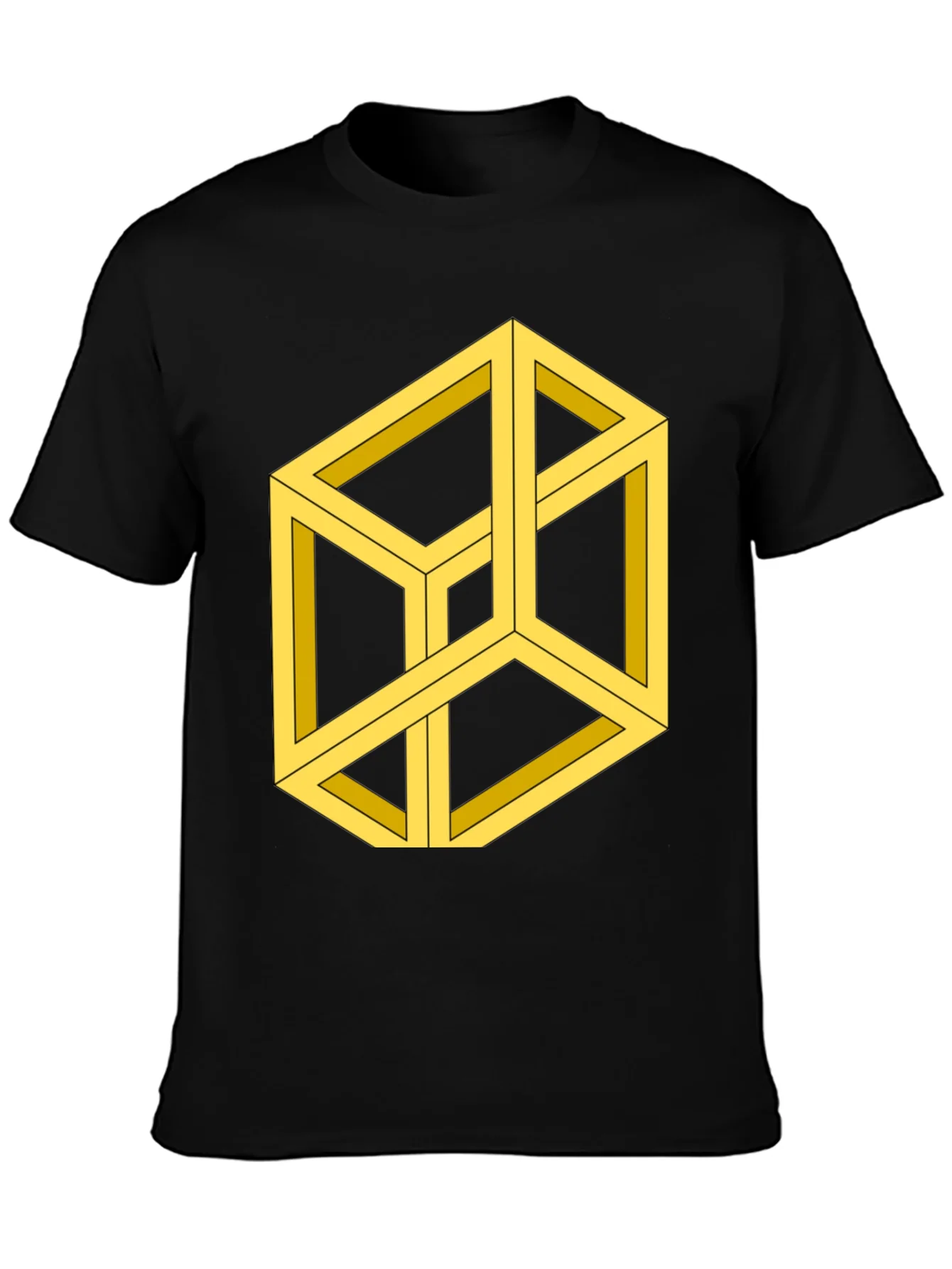 Optical Illusion Cube Graphic Tee - Black