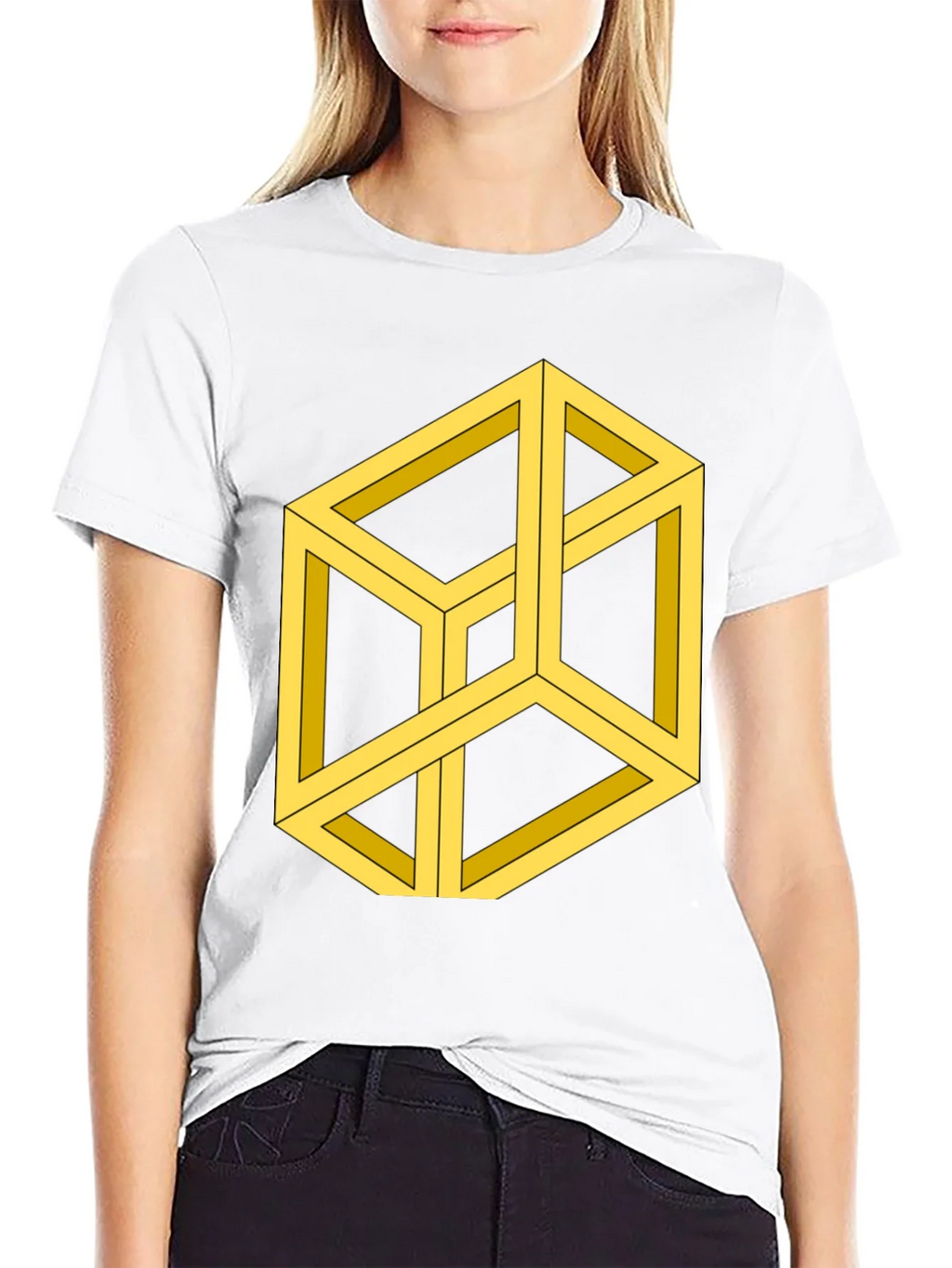 Optical Illusion Cube Graphic Tee - Black