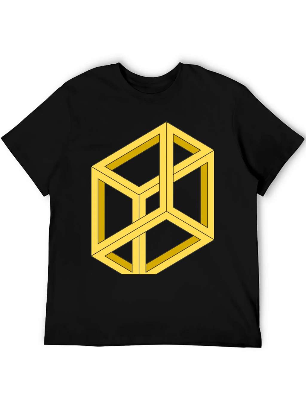 Optical Illusion Cube Graphic Tee - Black