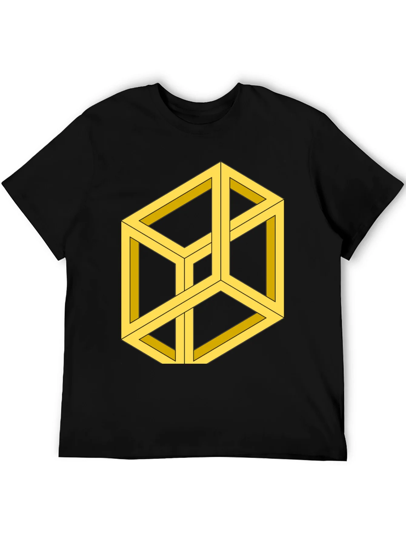 Optical Illusion Cube Graphic Tee - Black