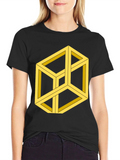 Optical Illusion Cube Graphic Tee - Black